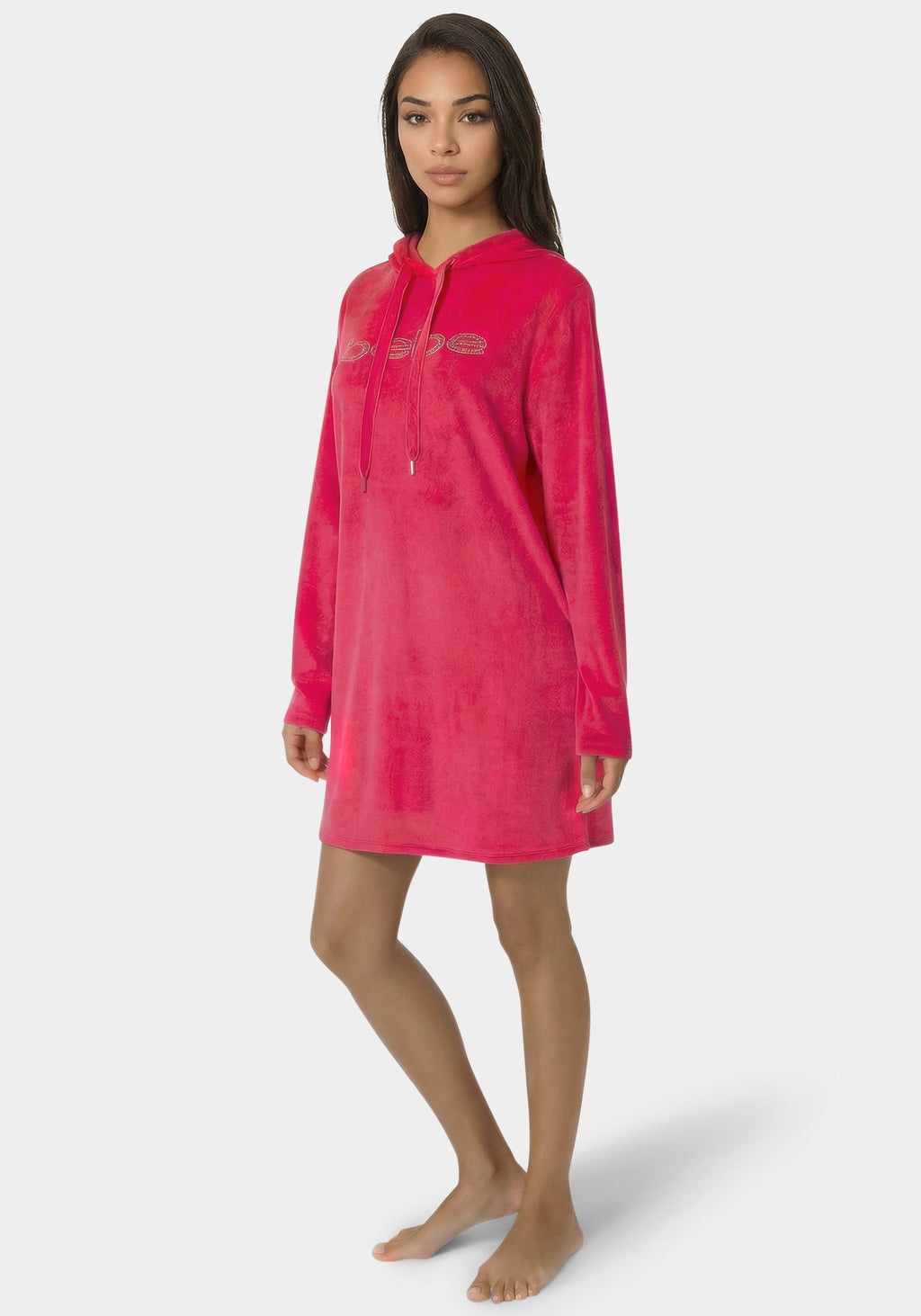 Velour Hooded Rhinestone Sleep & Lounge Dress
