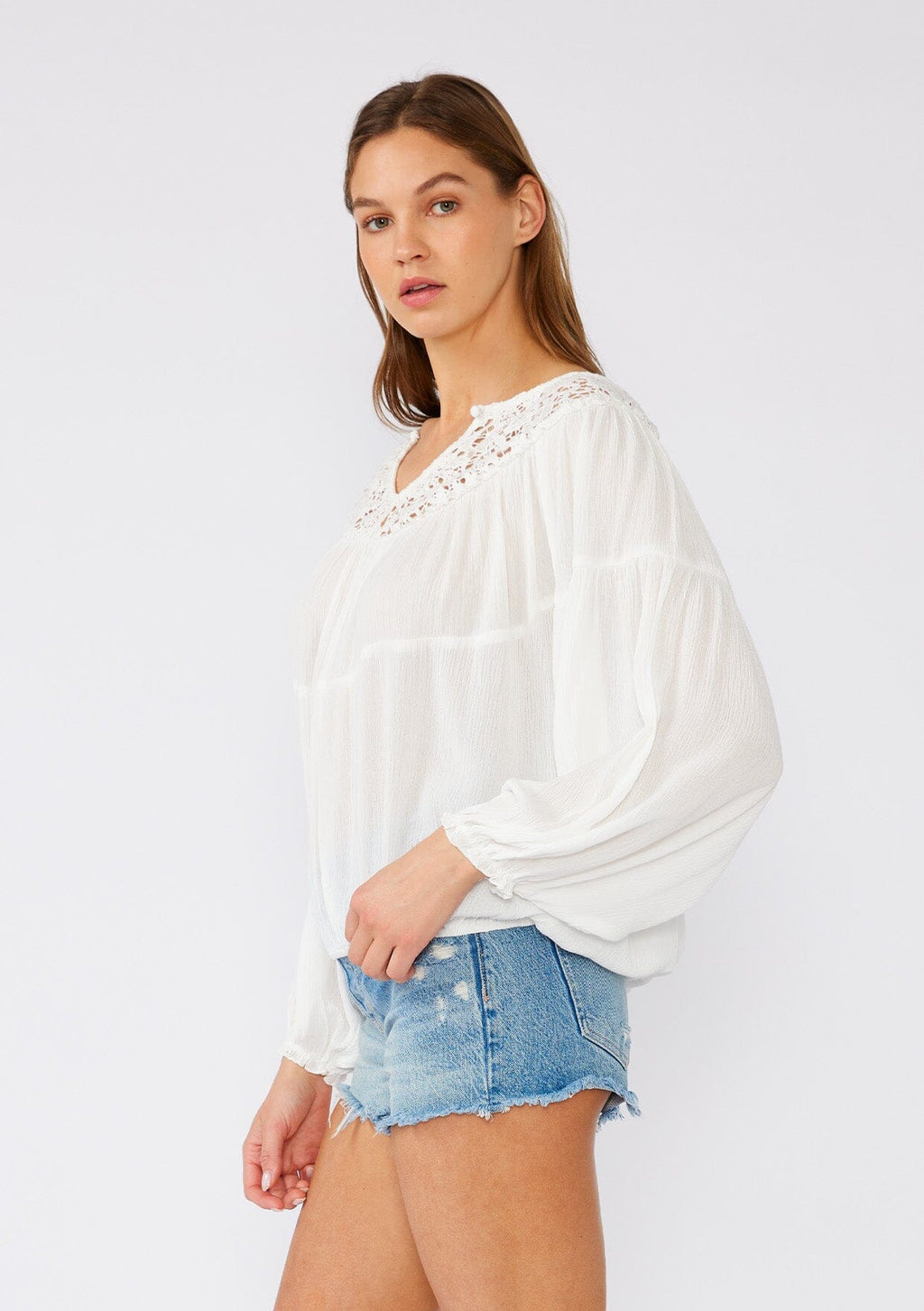 Johanne Crochet Peasant Top