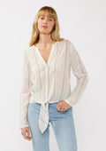 Jessie Striped Tie Front Top