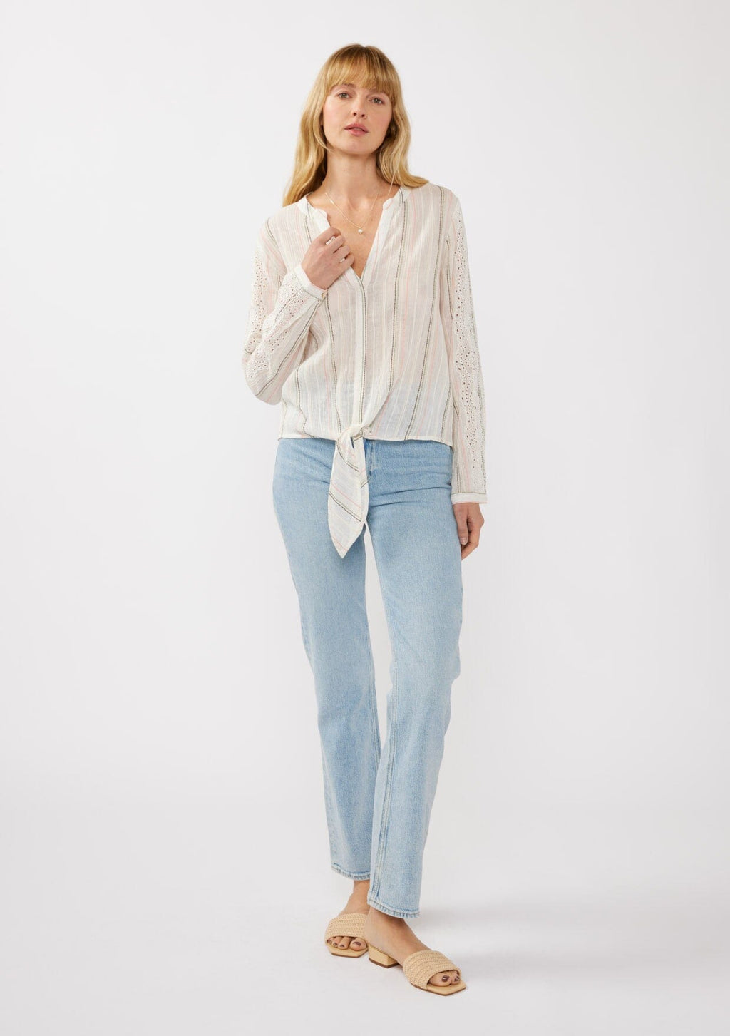 Jessie Striped Tie Front Top