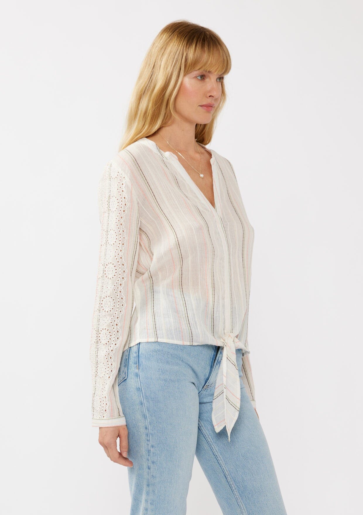 Jessie Striped Tie Front Top