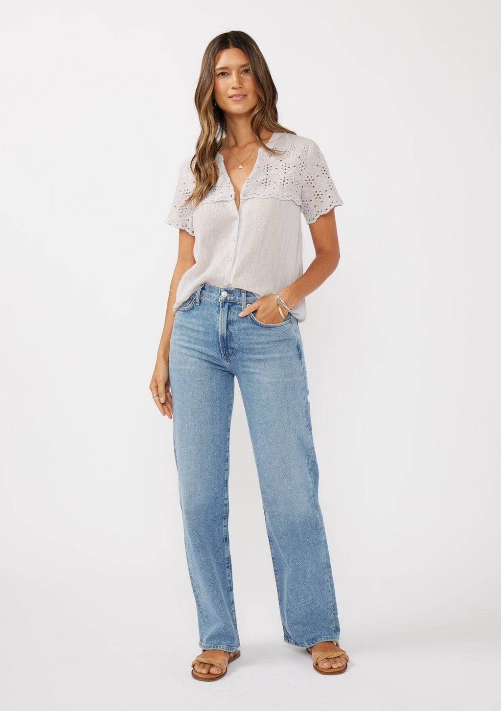 Levana Floral Eyelet Top