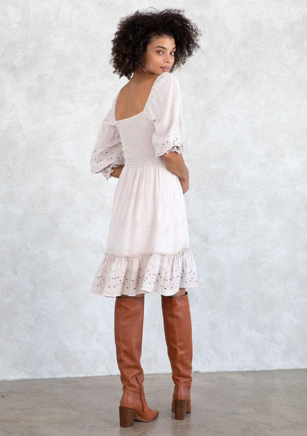 Clover Smocked Eyelet Mini Dress