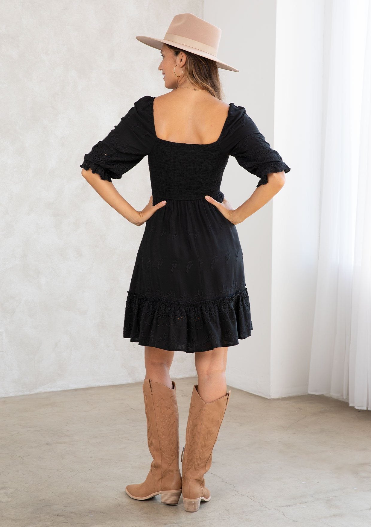 Clover Smocked Eyelet Mini Dress