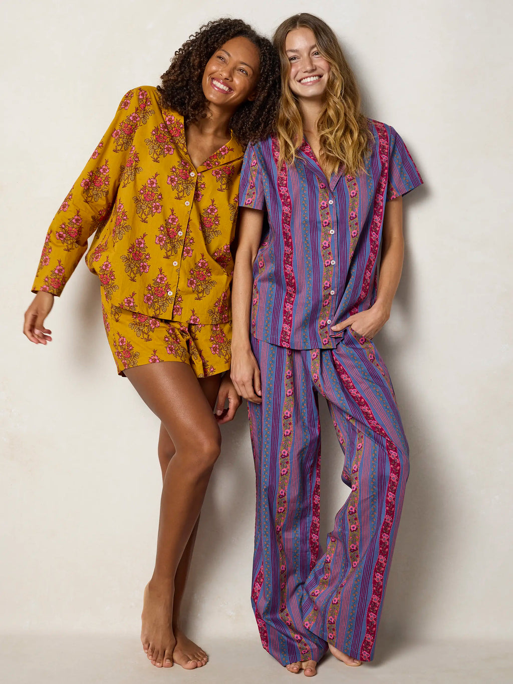Mix & Match Cotton Short Sleeve Pajama Top - Retro Ribbons Navy
