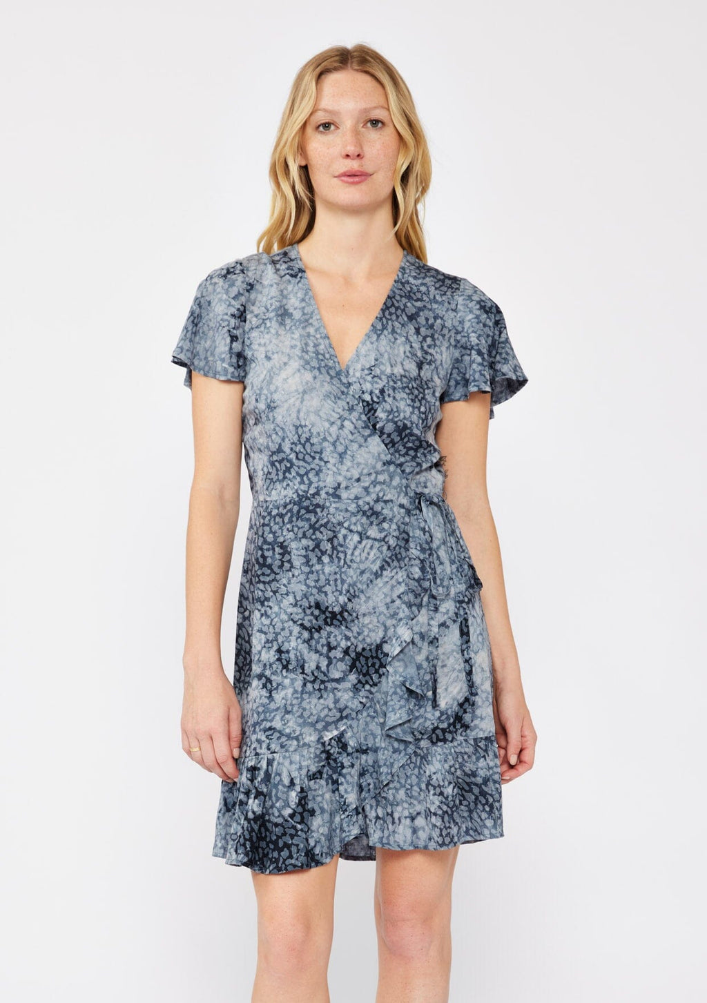 Wild Sky Mini Wrap Dress