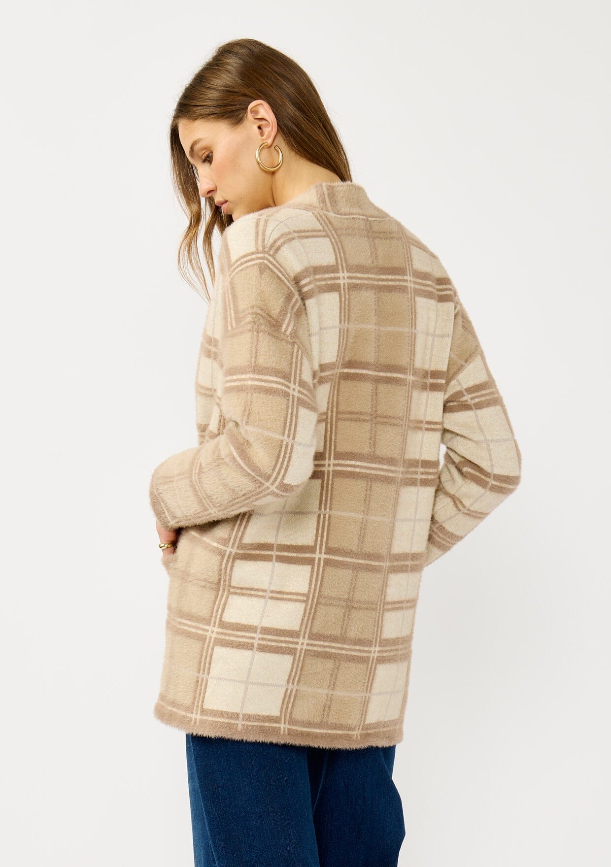 Echo Ridge Fuzzy Plaid Cardigan
