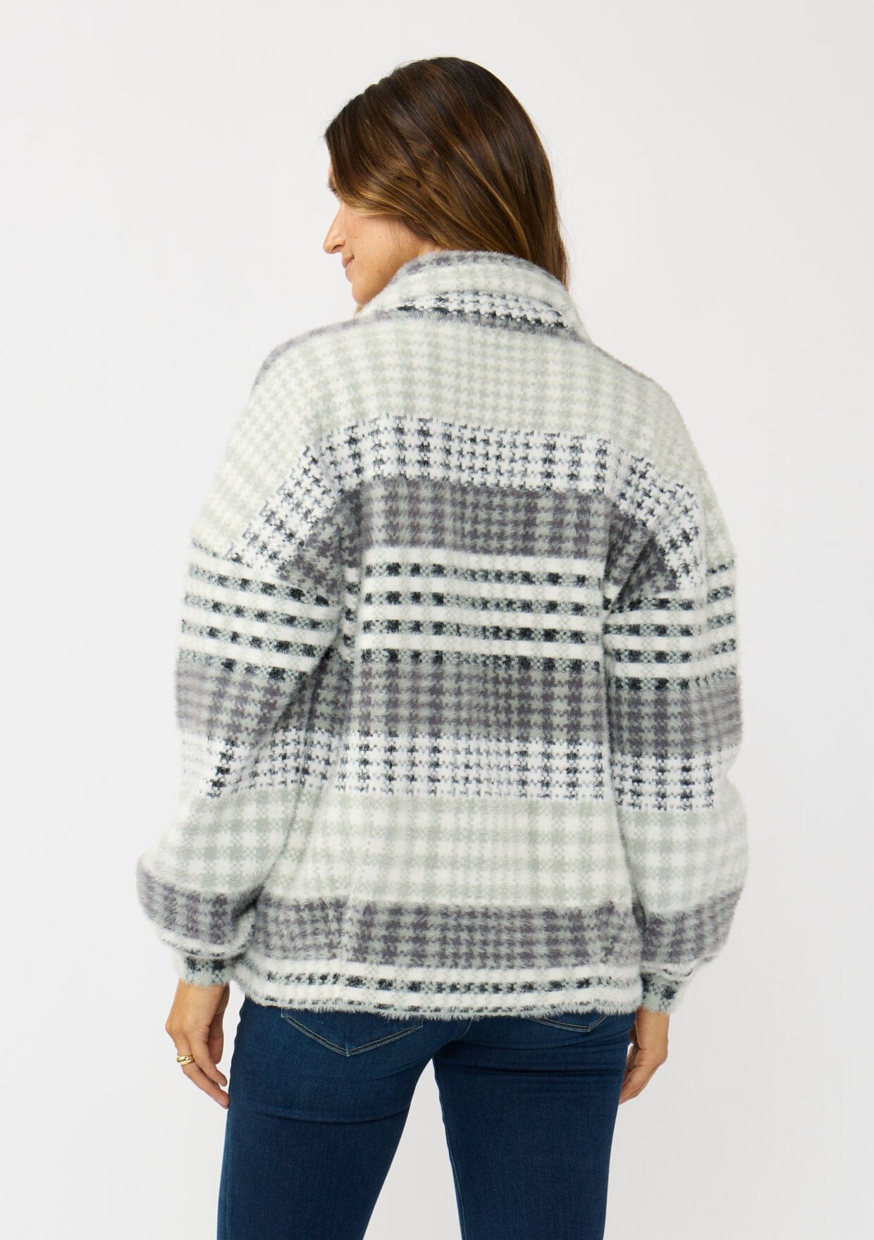 Ashford Fuzzy Plaid Coatigan