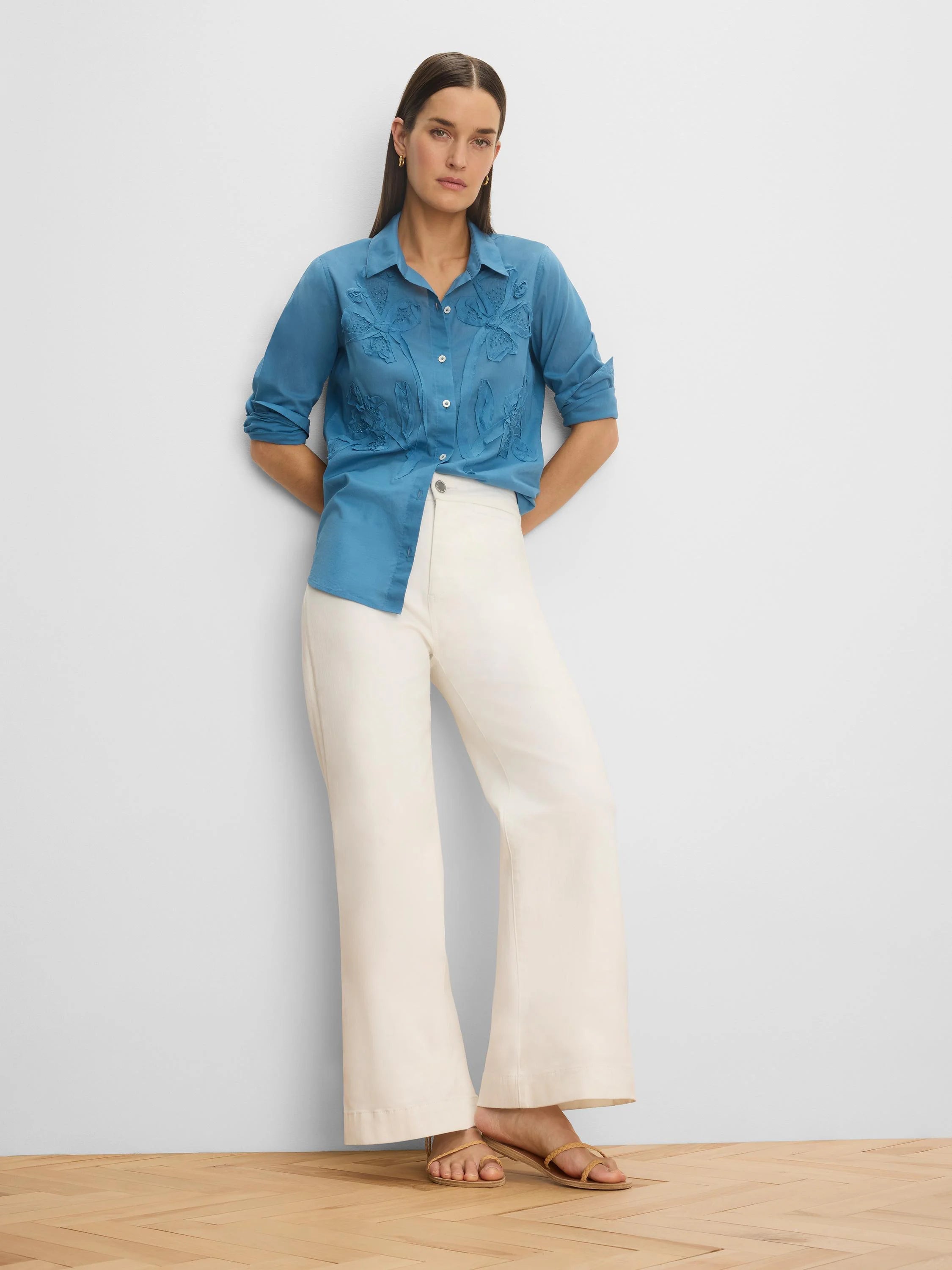 Dimensional Bloom Cotton Lawn Shirt