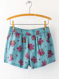 Mix & Match Cotton Pajama Shorts - Flower Picking Teal