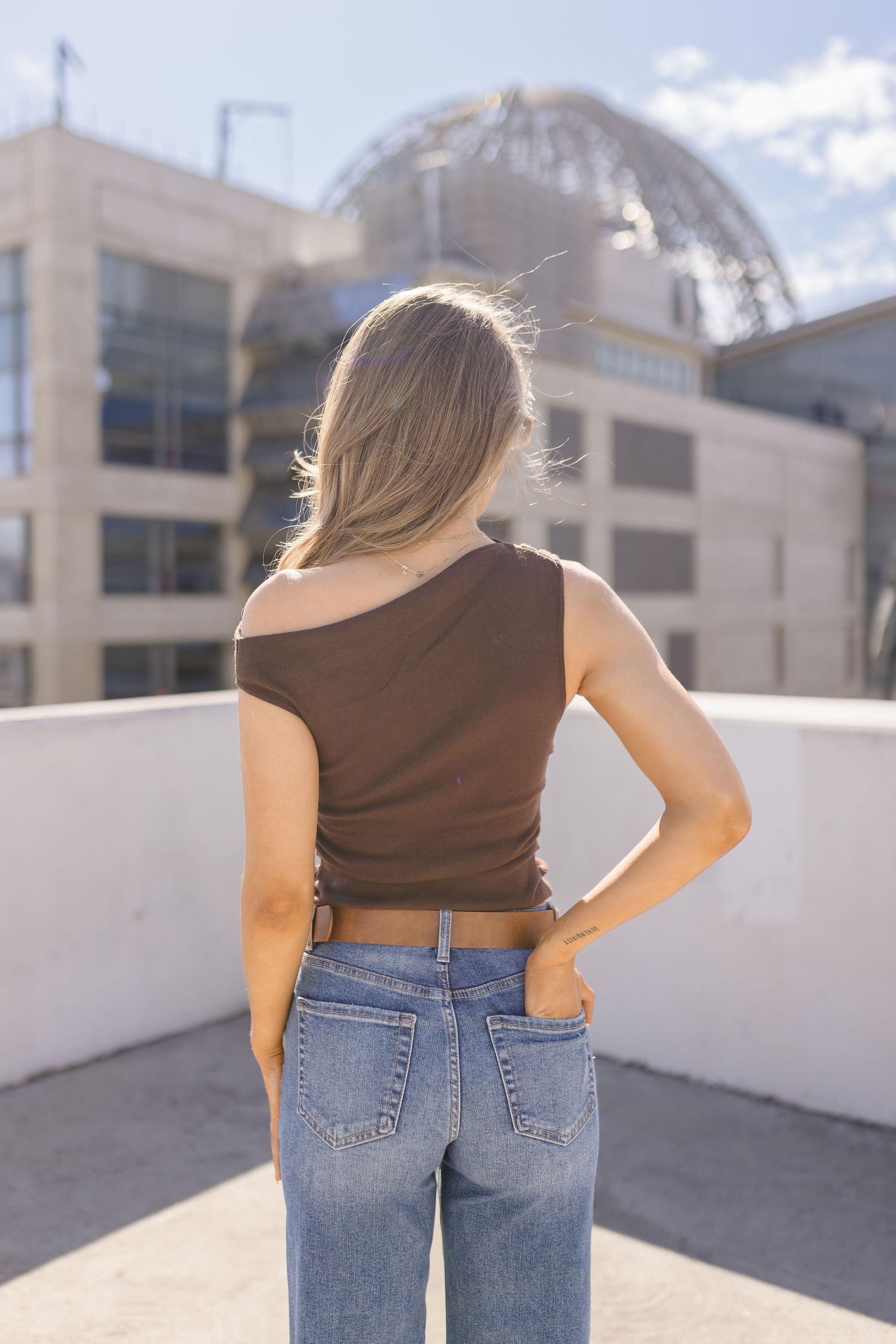 Katie Hammered Oval Buckle Belt Brown