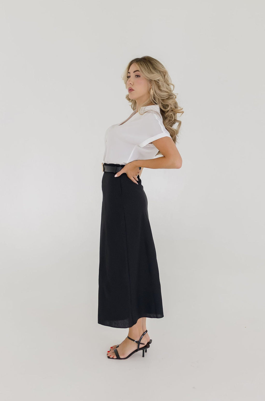 Callie Short Sleeve Button Down Top White