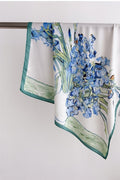 Aria Floral Print Square Trendy Scarf Blue Green