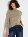 NZT Striped Long Sleeve Mock Neck Tee