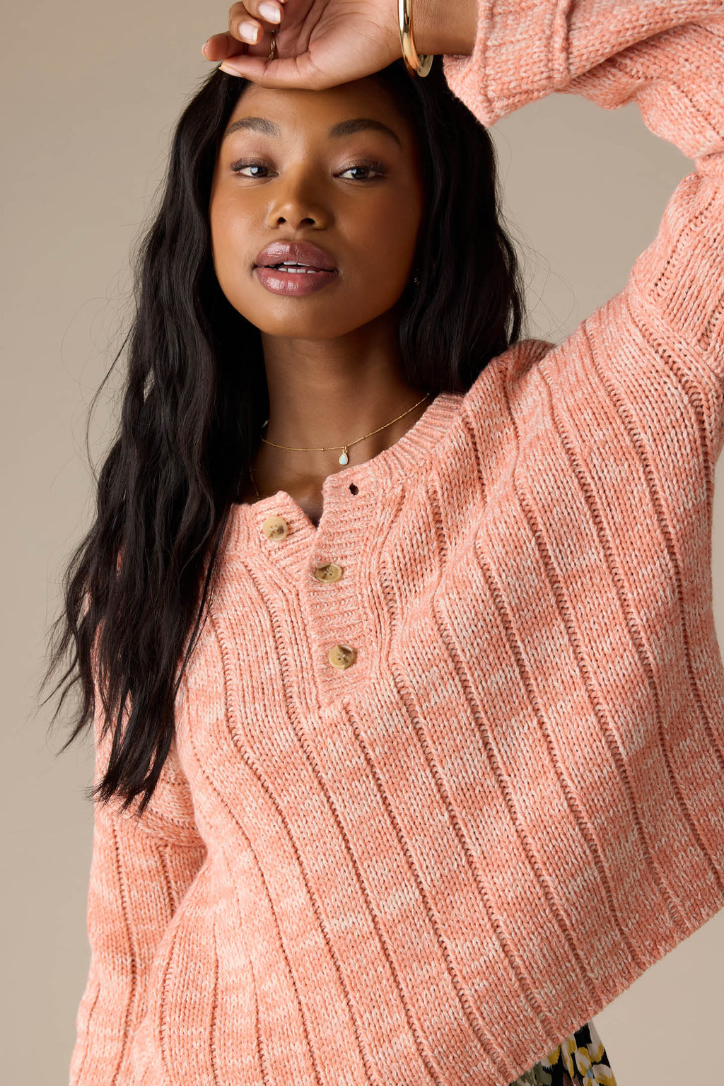 Oceanfront Henley Long Sleeve Sweater