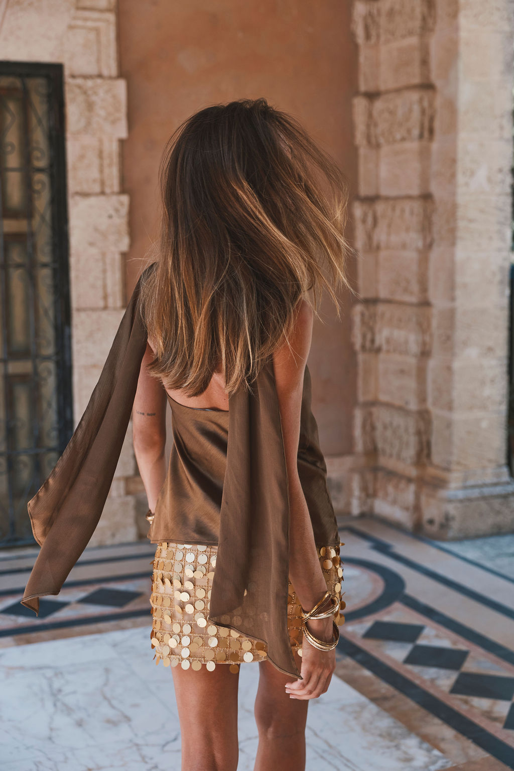 Zuma Olive Satin Scarf Top