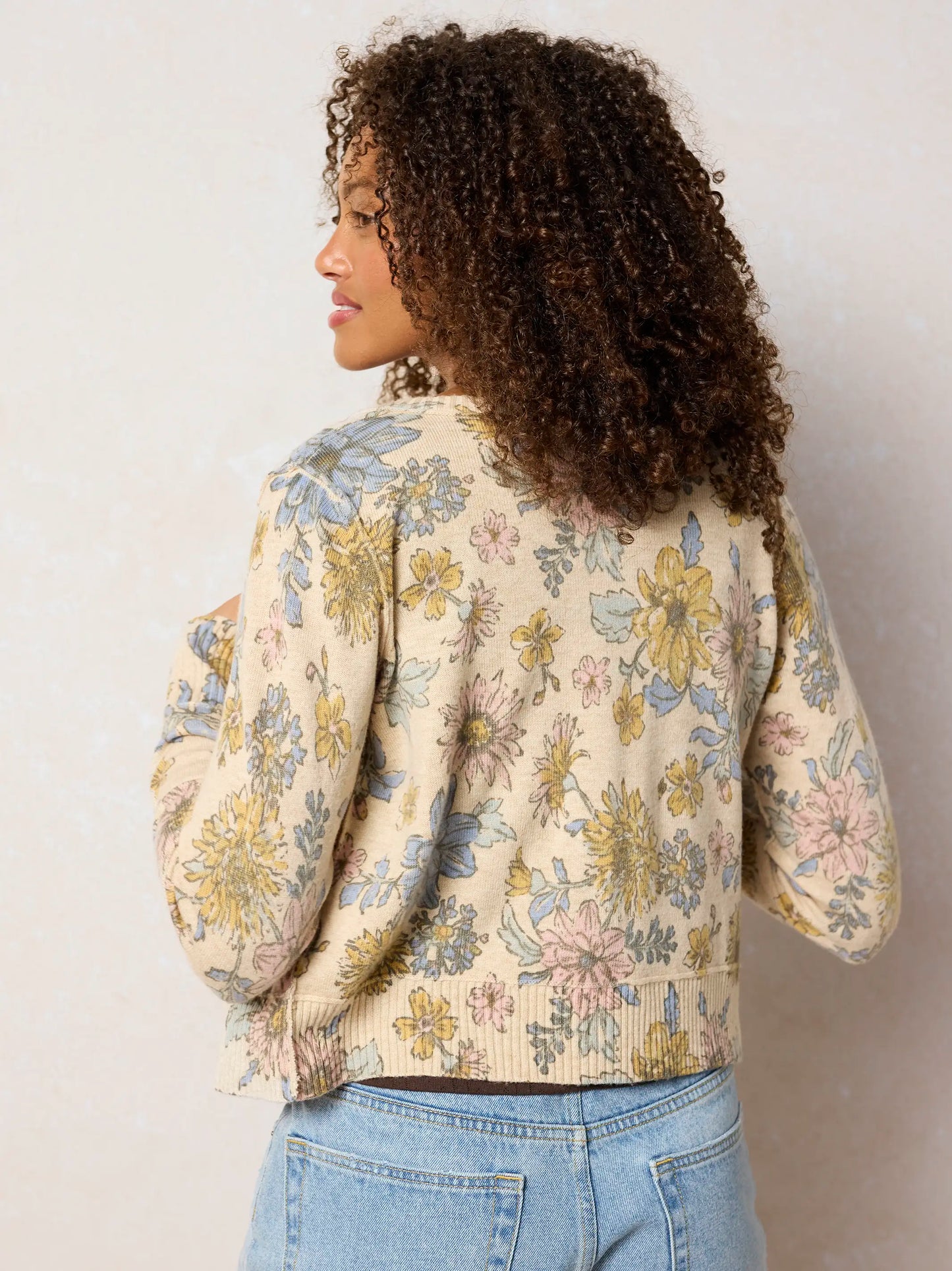 Your Everything Cardigan Sweater - Ivory Dahlia Floral