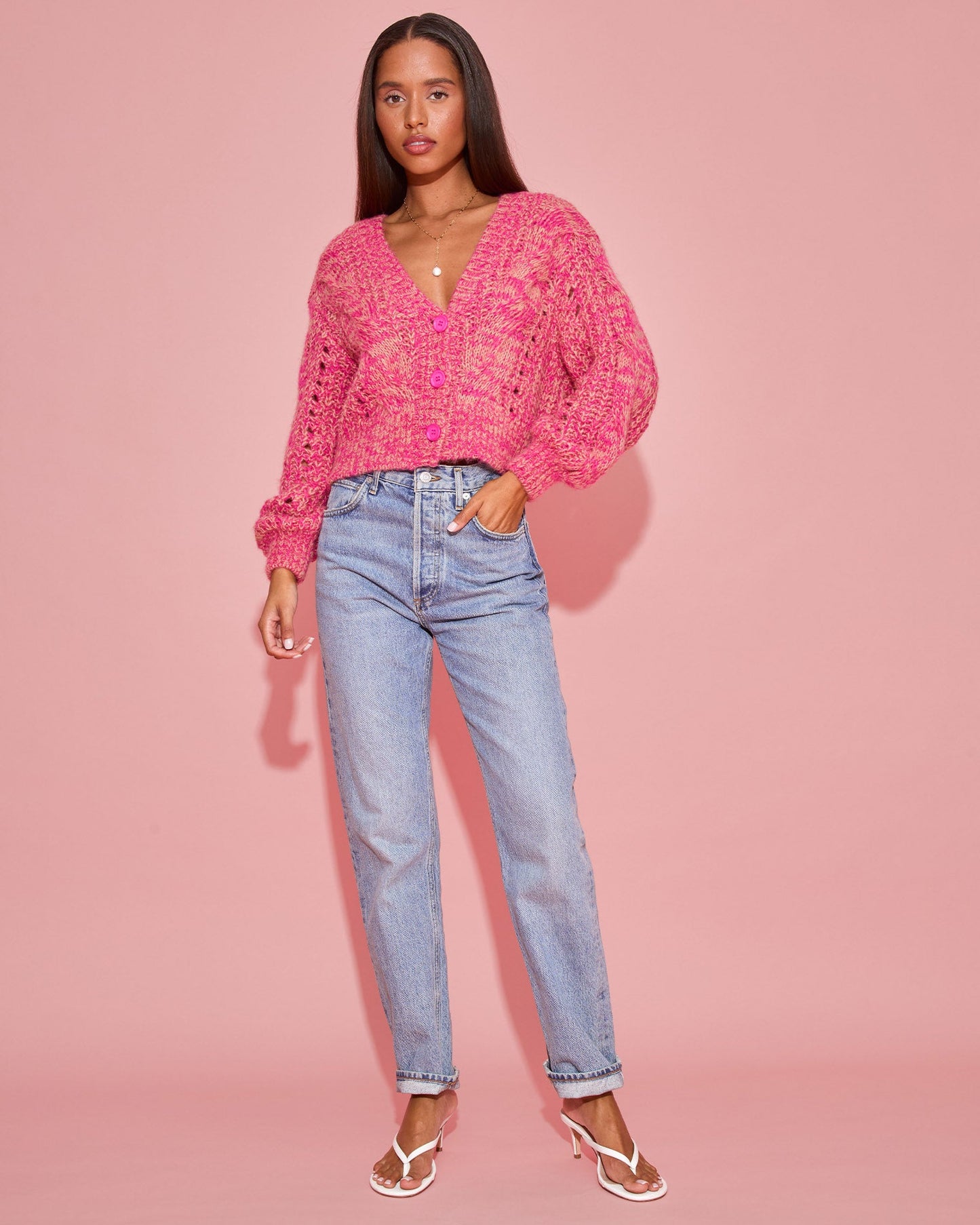 Strawberry Fields Cardigan - Strawberry Marl