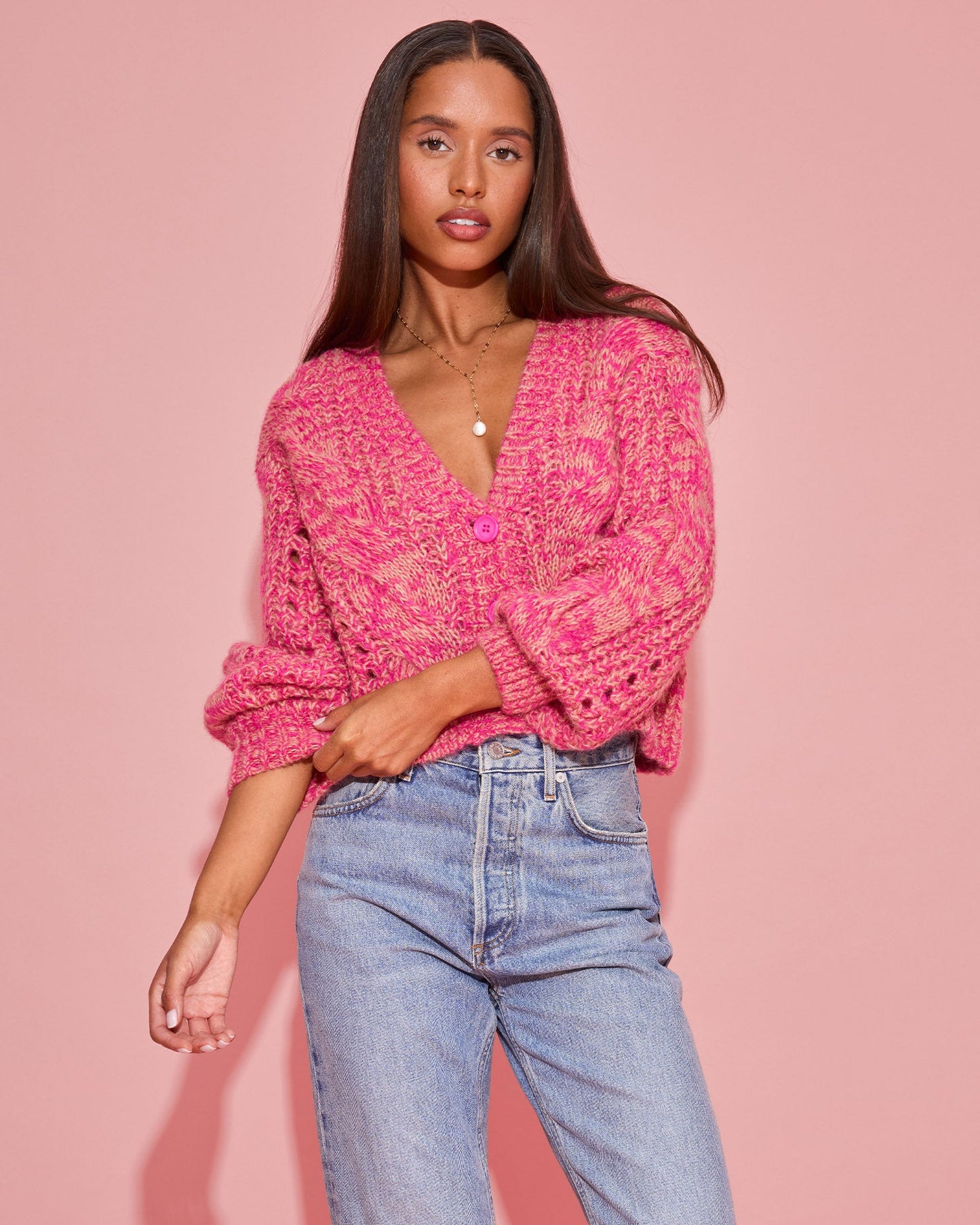 Strawberry Fields Cardigan - Strawberry Marl