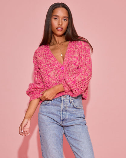 Strawberry Fields Cardigan - Strawberry Marl