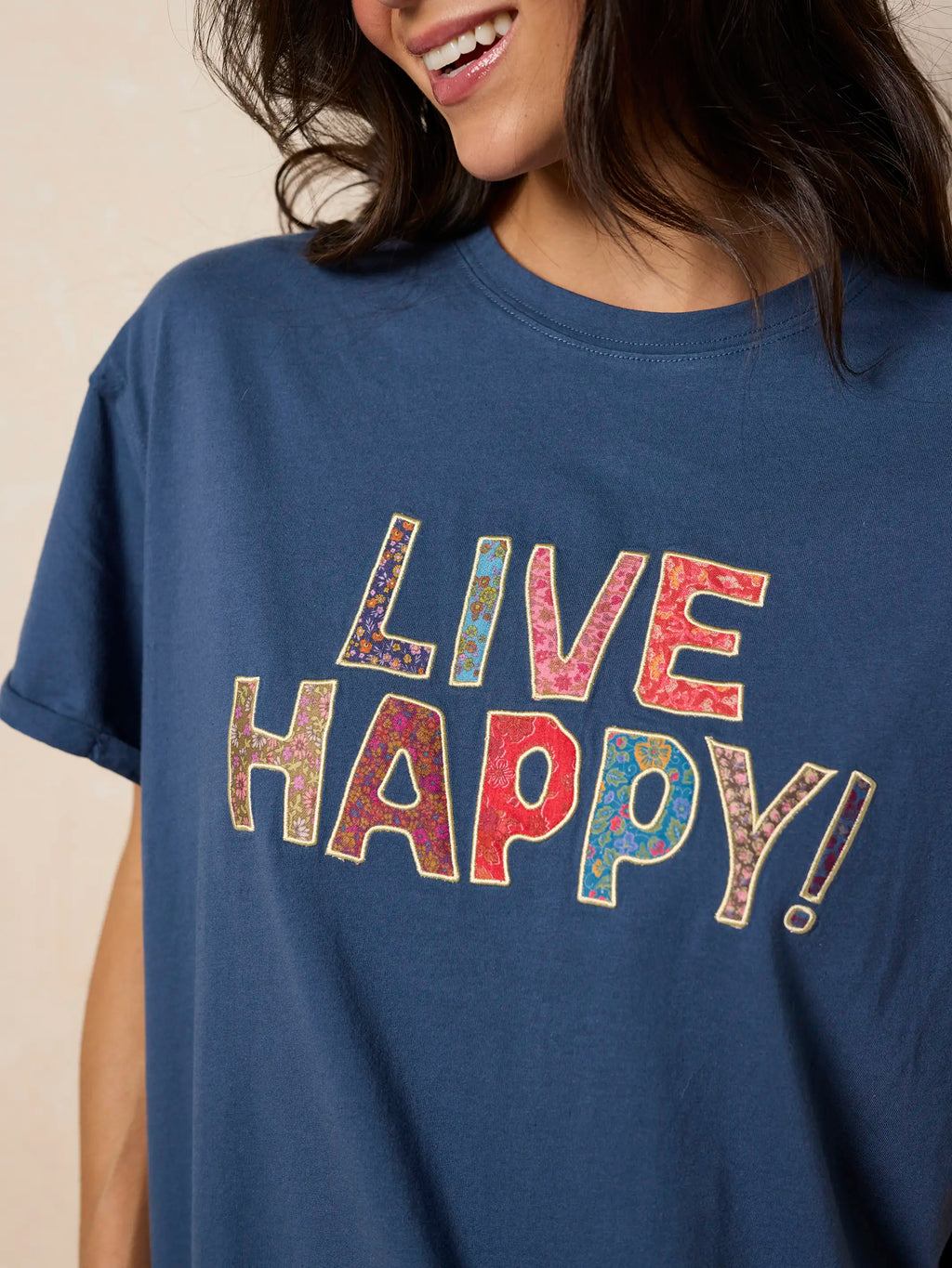 Take It In Cotton Applique Tee - Live Happy