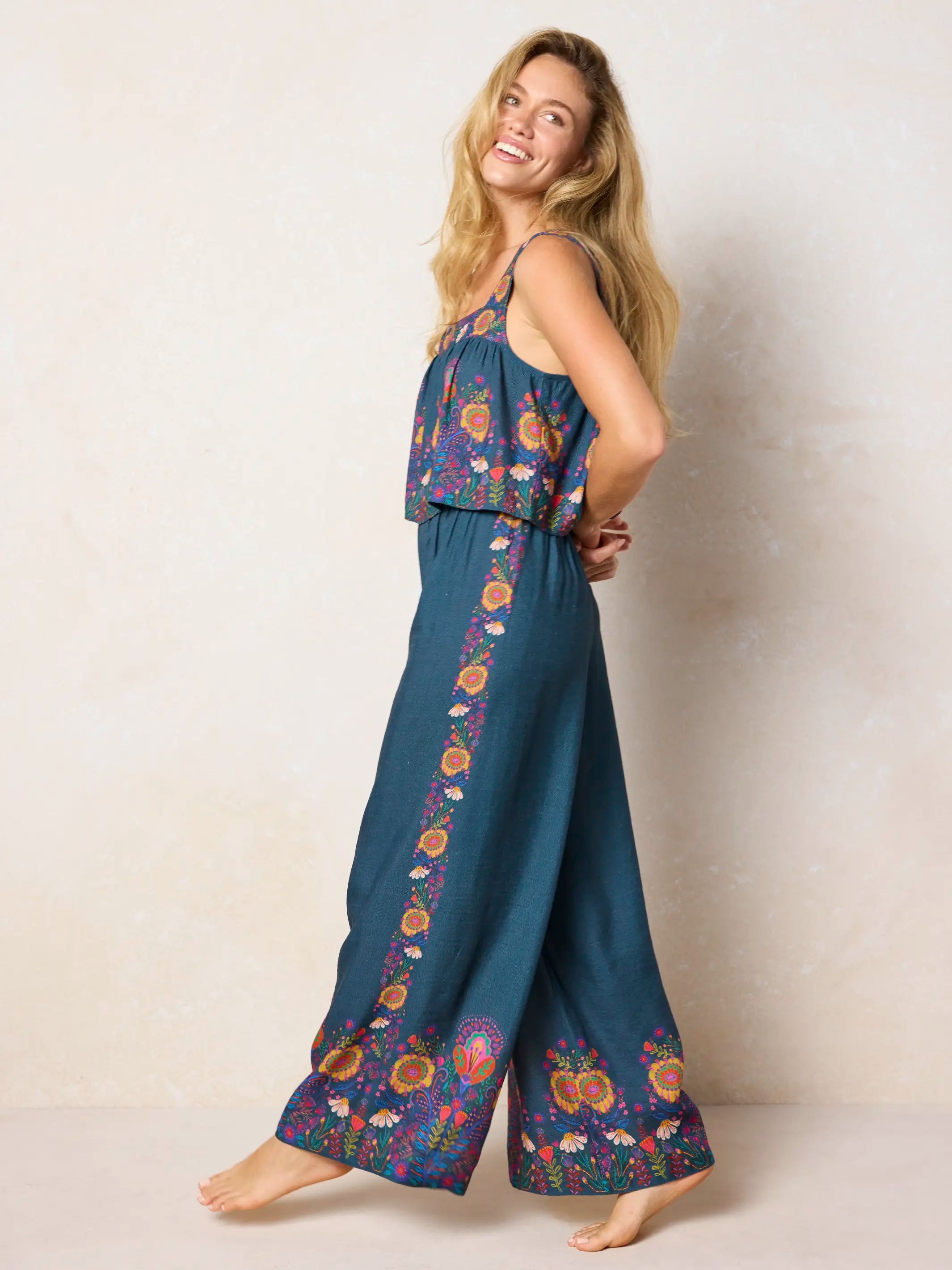 Cece Wide Leg Pants - Slate Blue