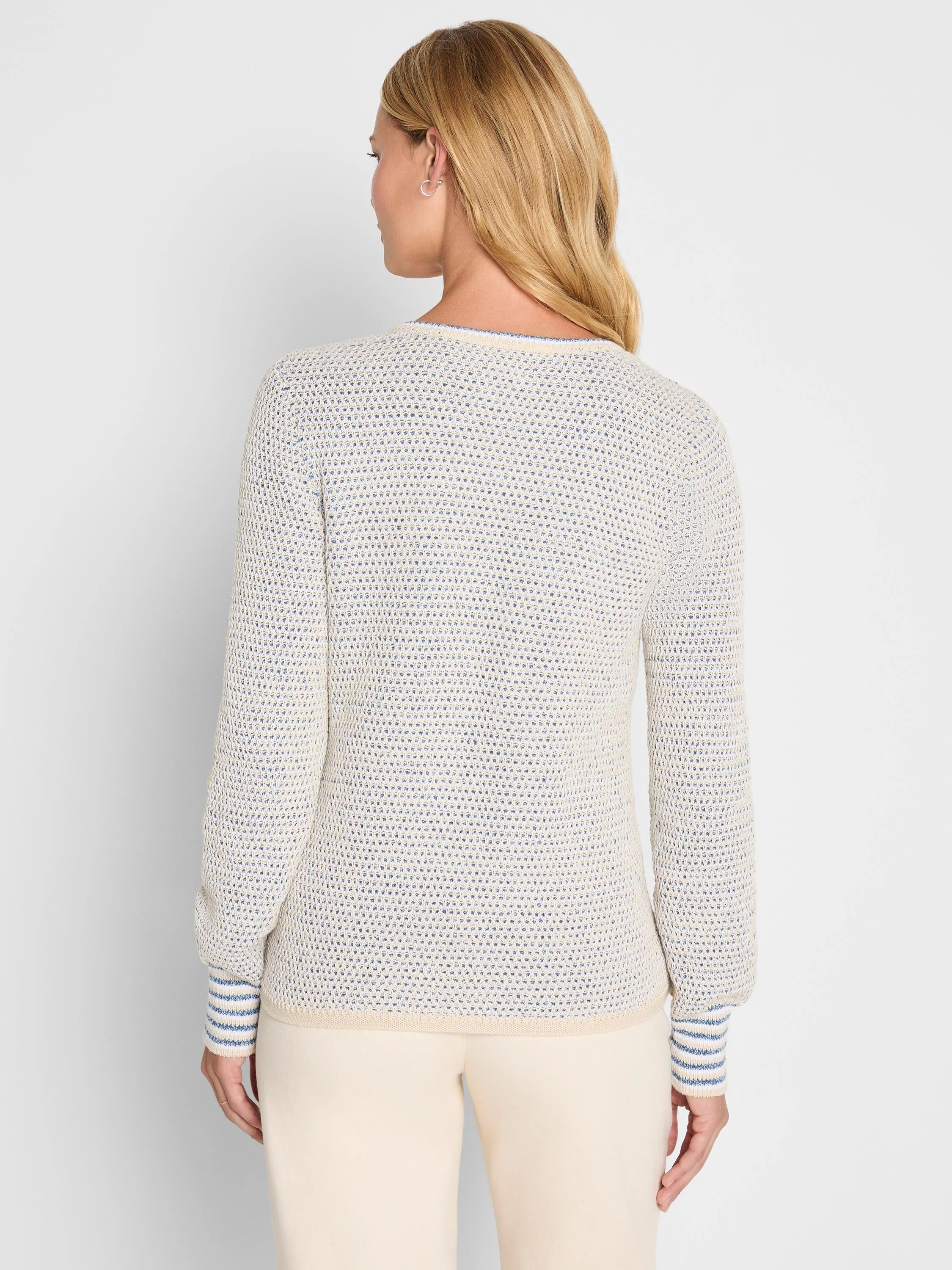 Tuck Texture Split Neck Sweater