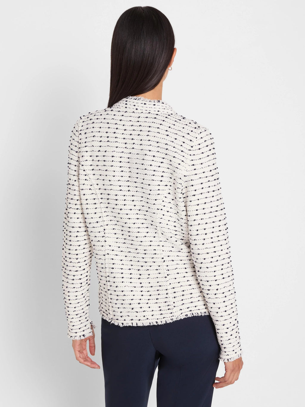 Nep Weave Military Fringe Mix Knit Jacket