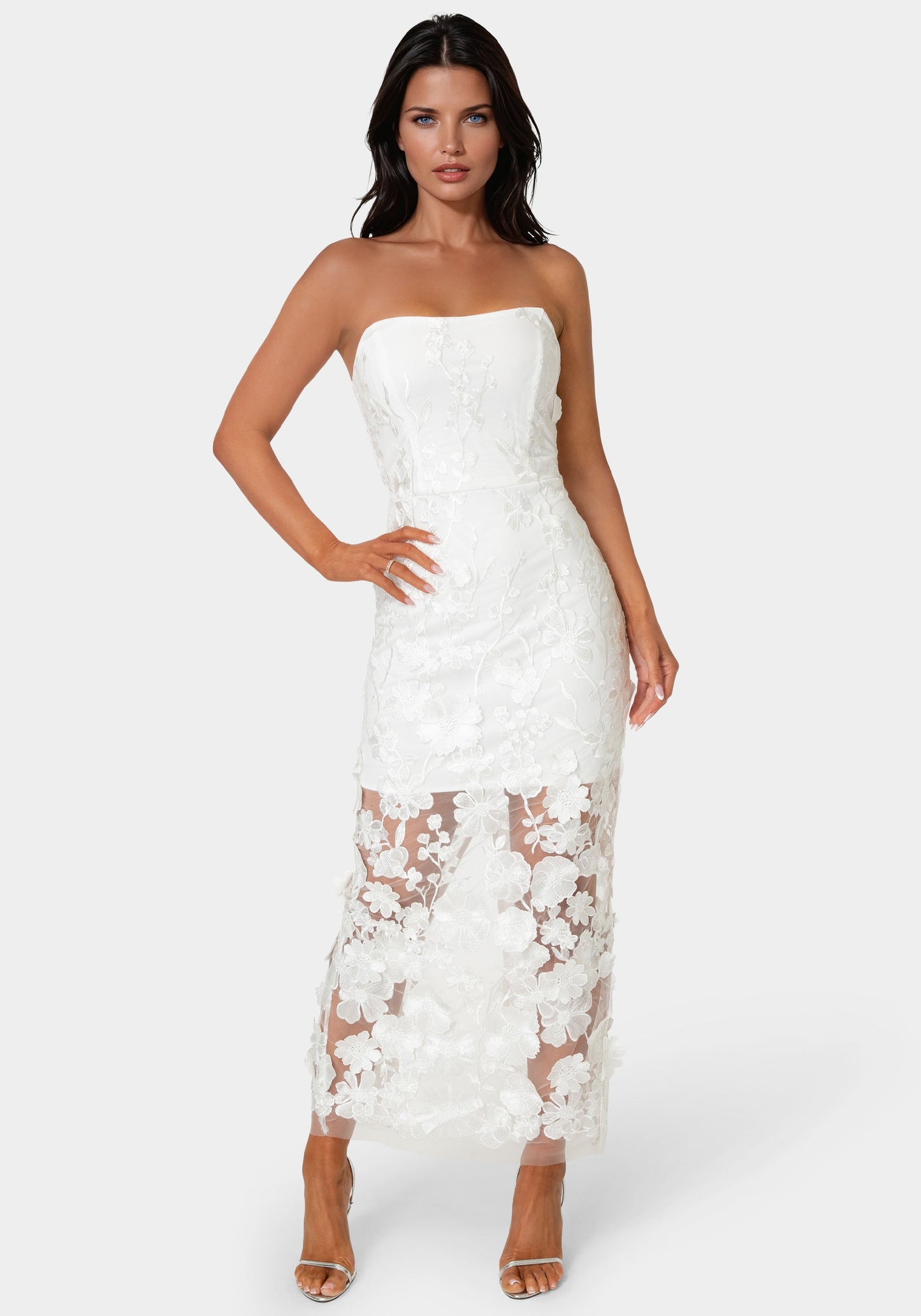 3D Floral Strapless Gown