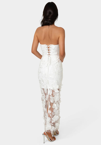 3D Floral Strapless Gown