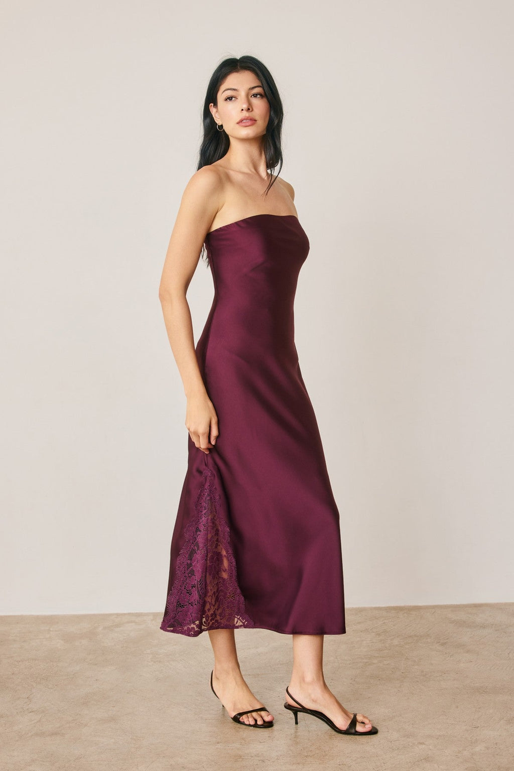Waitlist 8/15 • Dorian Sleeveless Delicate Lace Midi Dress Burgundy