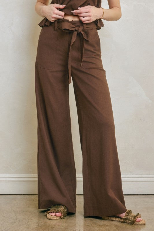 Zivah High Waist Wide Leg Pants Brown
