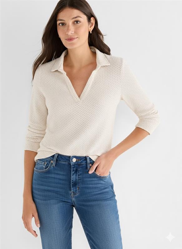 Textured Tuck Stitch Knit Polo