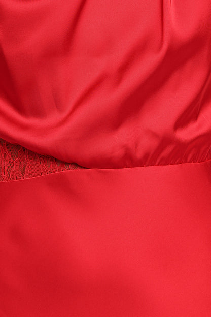 Anabelle Halter Neck Lace Maxi Dress - Red
